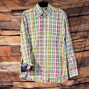 Tuttle Casual Button-Down Shirt Men’s Multicolored M 100% Cotton Plaid